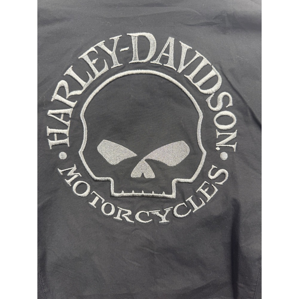 Harley Davidson Shirt women Willie G Skull Zip Front Black Gray Medium - Picture 8 of 9